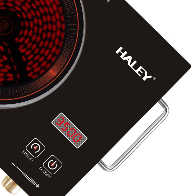 Plită cu Inducție HALEY 3500W, Geam Cristal Negru, Timer, Control Tactil, Oprire Automată, Protecție la Supraincălzire